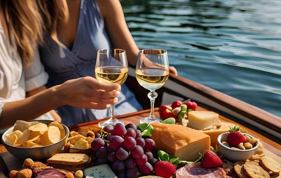 Romantic Boat Cruise with Wine & Cheese or Surprise Dinner - How the Captain Sets the Tone (Especially Around Sunset)