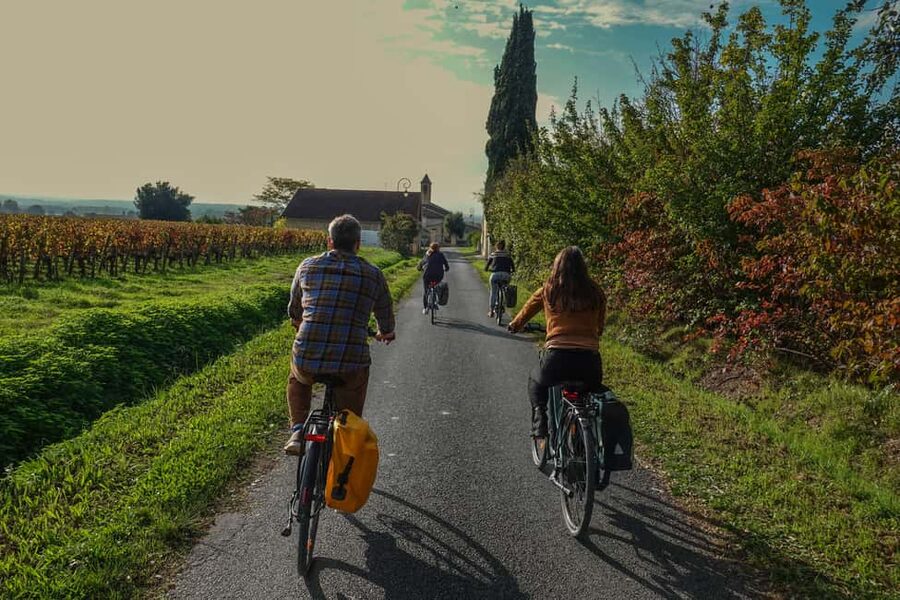 St. Emilion: Half Day E-Bike & Wine Tour with Wine & Cheese - First Stretch on E-Bikes: Views Without the Strain